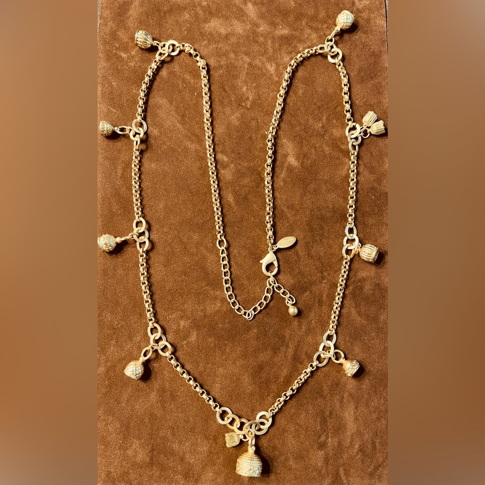 Chico's Golden Bells Necklace with Decorative Chain. 18” a fun look.